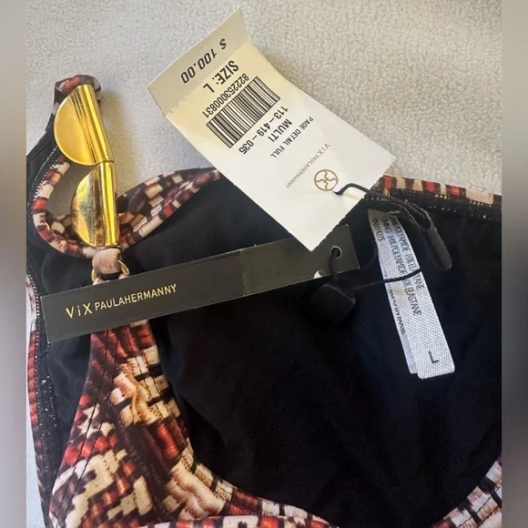 VIX Paula Hermanny BTM Bikini woman’s Geometric Sexy Multicolor Size Large NWT - Picture 7 of 10